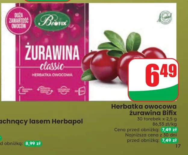 Herbatka owocowa żurawina Bifix