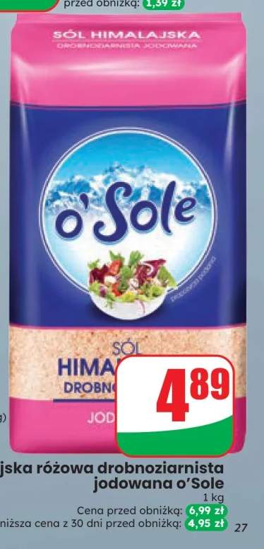 Sól himalajska różowa drobnoziarnista jodowana o'Sole
