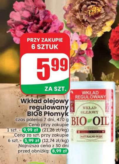 Wkład olejowy regulowany BIO8 Płomyk