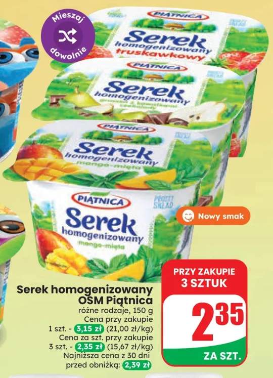 Serek homogenizowany OSM Piątnica truskawkowy +2 warianty