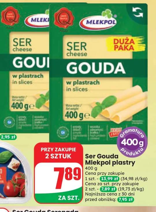Ser gouda w plastrach Mlekpol