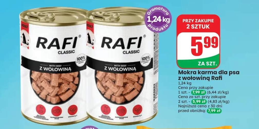 Mokra karma dla psa z wołowiną Rafi