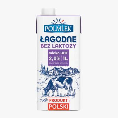 Mleko UHT 2% bez laktozy łagodne Polmlek 1l