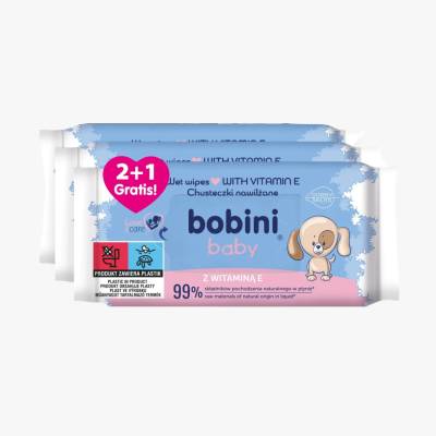 Chusteczki nawilżane wit.E Bobini 2+1gratis x60szt