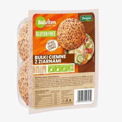 Bułki bezglutenowe ciemne z ziarna. Balviten 2x70g
