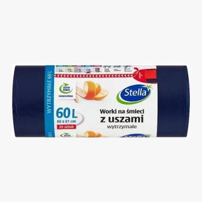Worki na śmieci z uszami granatowe 60l 20szt