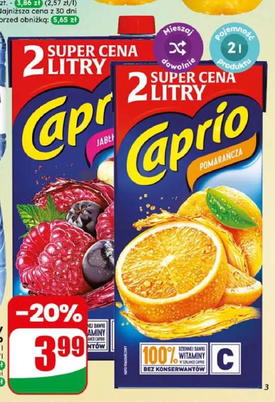 Napój niegazowany Caprio jabłko +1 wariant