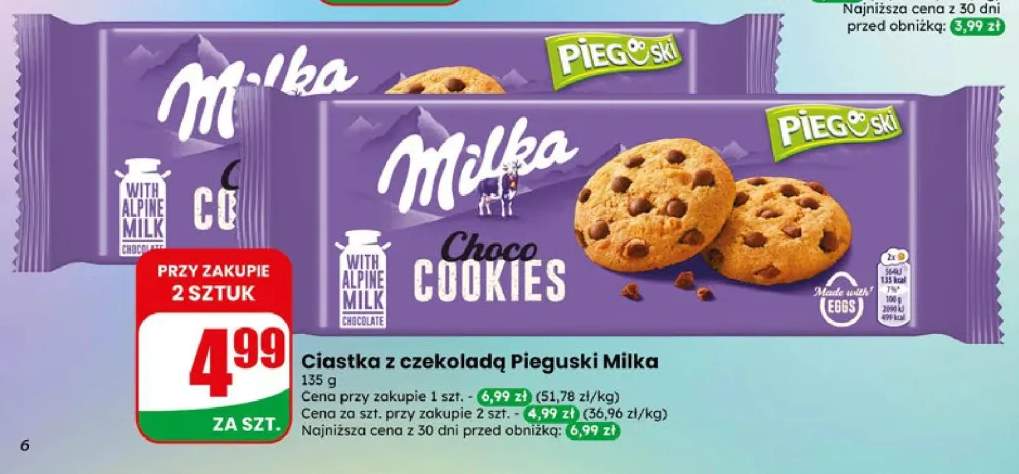 Ciastka z czekoladą Pieguski Milka