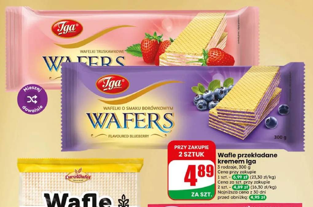 Wafle przekładane kremem o smaku borówkowym Iga +1 wariant