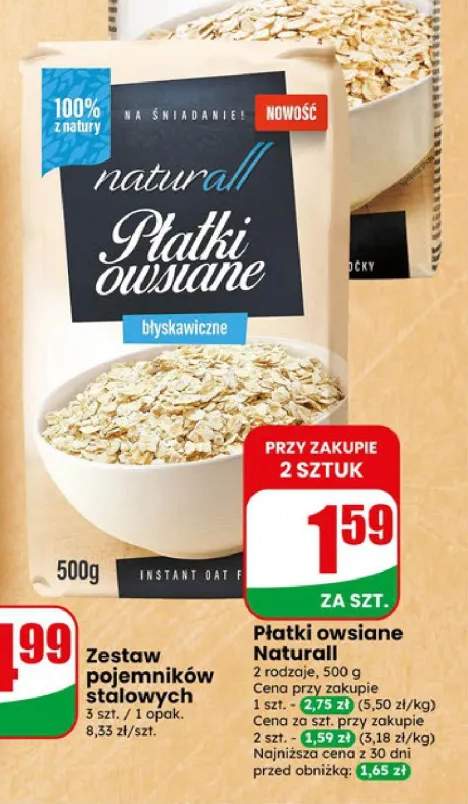 Płatki owsiane błyskawiczne Naturall +1 wariant