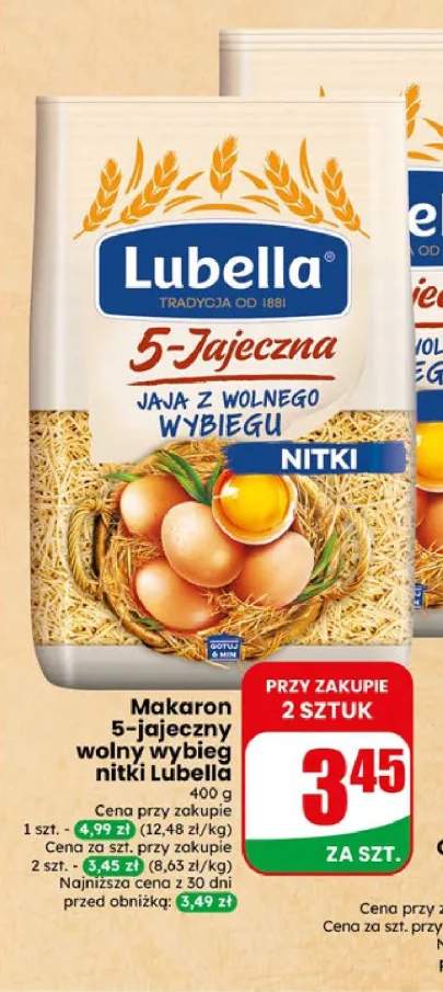 Makaron 5-jajeczny wolny wybieg nitki Lubella