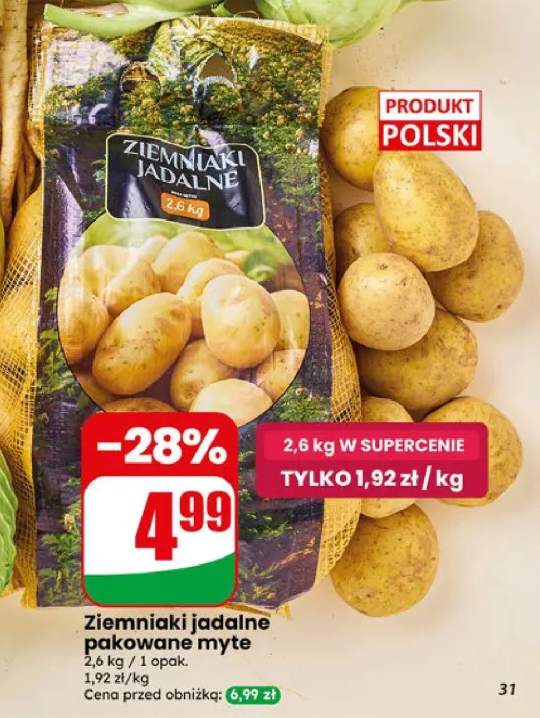 Ziemniaki jadalne pakowane myte