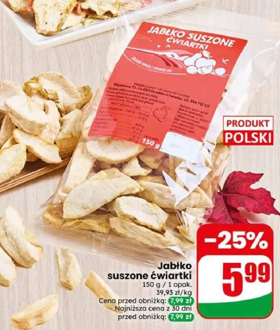 Jabłko suszone ćwiartki