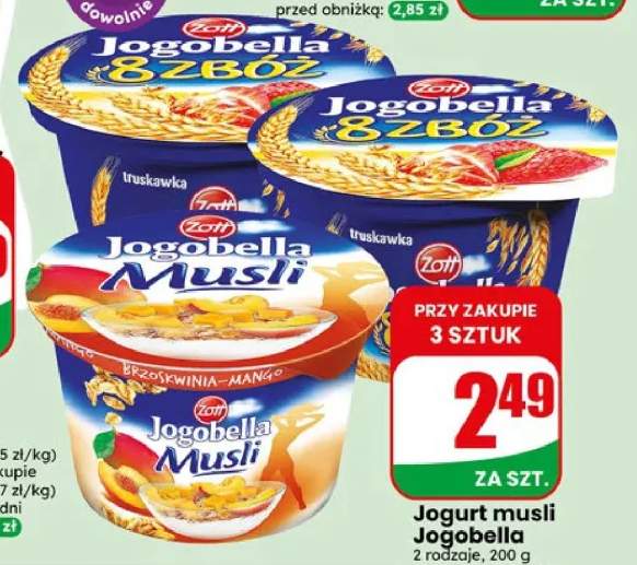 Jogurt musli Jogobella brzoskwinia-mango +1 wariant