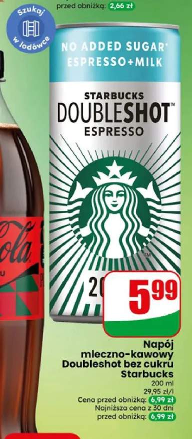 Napój mleczno-kawowy Doubleshot bez cukru Starbucks