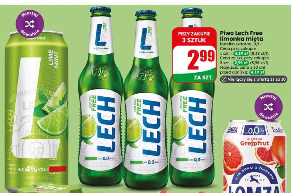 Piwo bezalkoholowe Lech limonka mięta