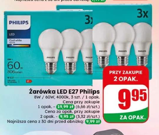 Żarówka LED E27 Philips 3-pak