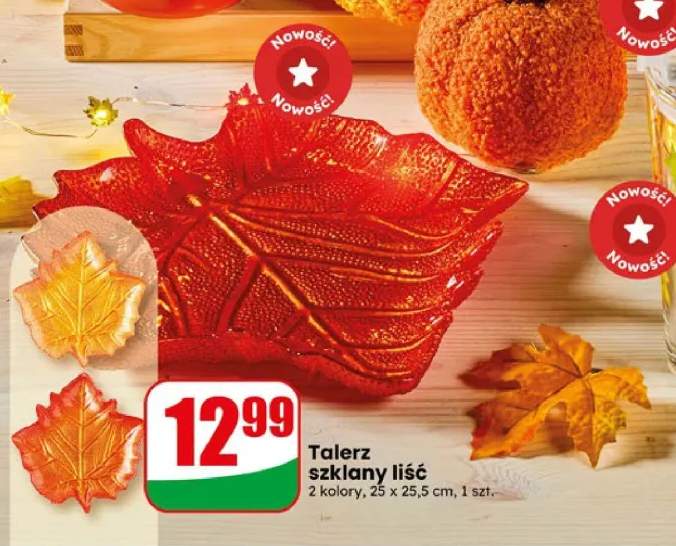 Talerz szklany liść 25x25,5 cm