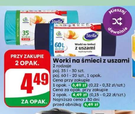 Worki na śmieci z uszami 60 l Stella +1 wariant