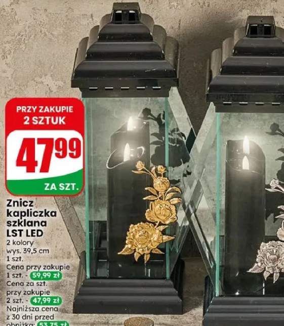 Znicz kapliczka szklana Lst LED