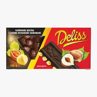 Czekolada gorzka z całymi orzechami Deliss 100g