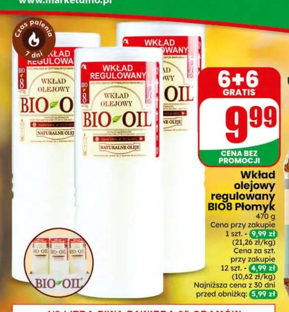 Wkład olejowy regulowany BIO8 Płomyk