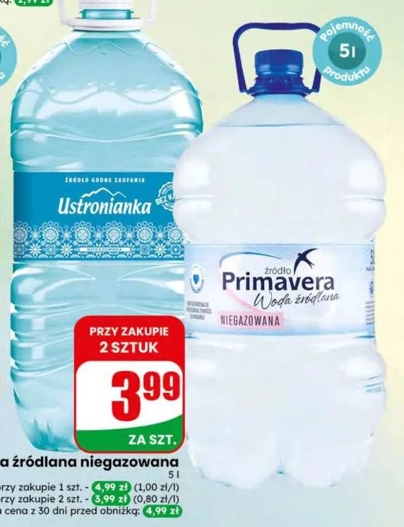 Woda źródlana niegazowana Ustronianka +1 wariant