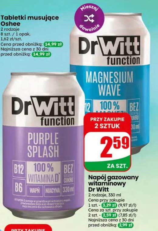 Napój gazowany witaminowy Dr Witt Purple Splash +1 wariant