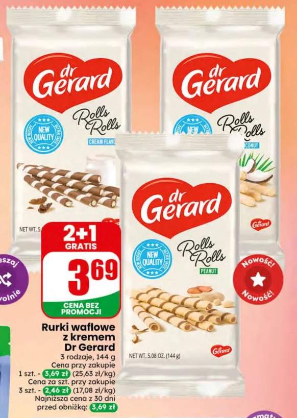 Rurki waflowe z kremem Dr Gerard śmietankowe +2 warianty