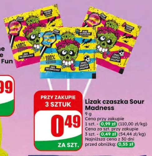 Lizak czaszka Sour Madness