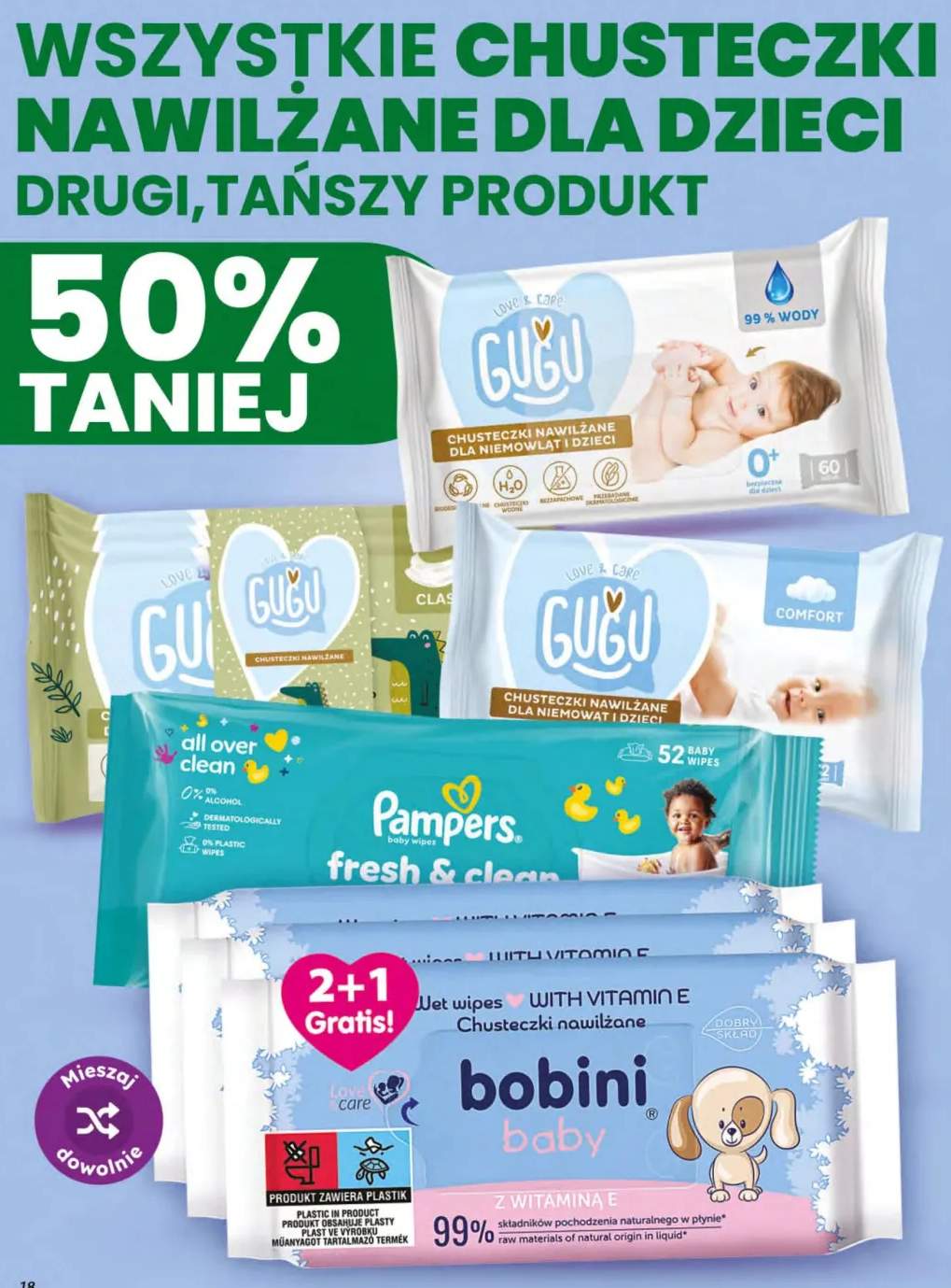 Chusteczki nawilżane dla dzieci +4 warianty