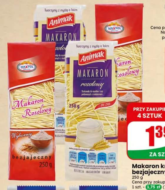 Makaron krajanka bezjajeczny Animak