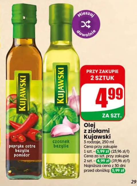 Olej rzepakowy z ziołami papryka ostra bazylia pomidor Kujawski +1 wariant