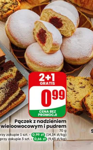Pączek z nadzieniem wieloowocowym i pudrem