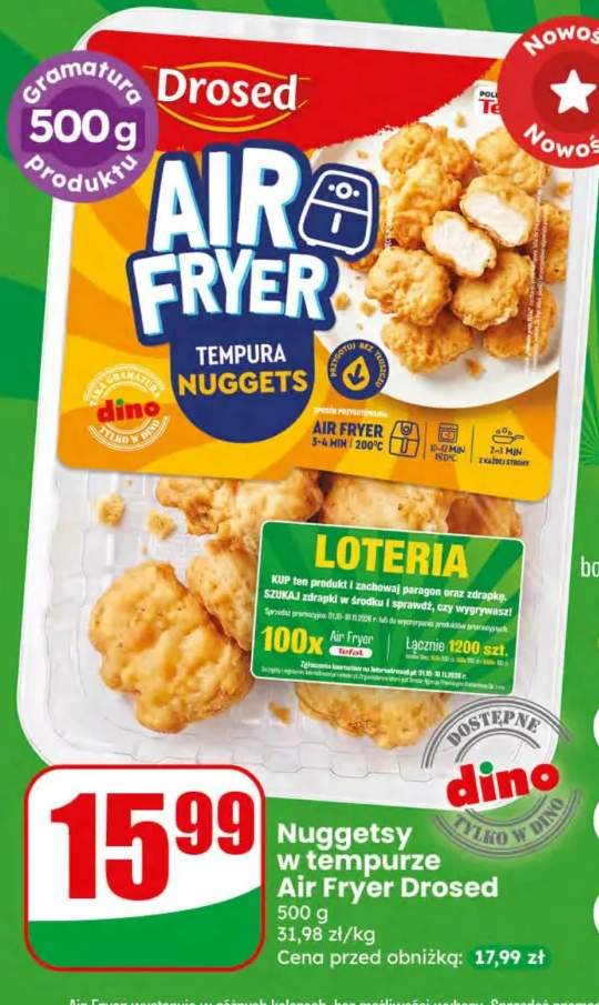 Nuggetsy w tempurze Air Fryer Drosed