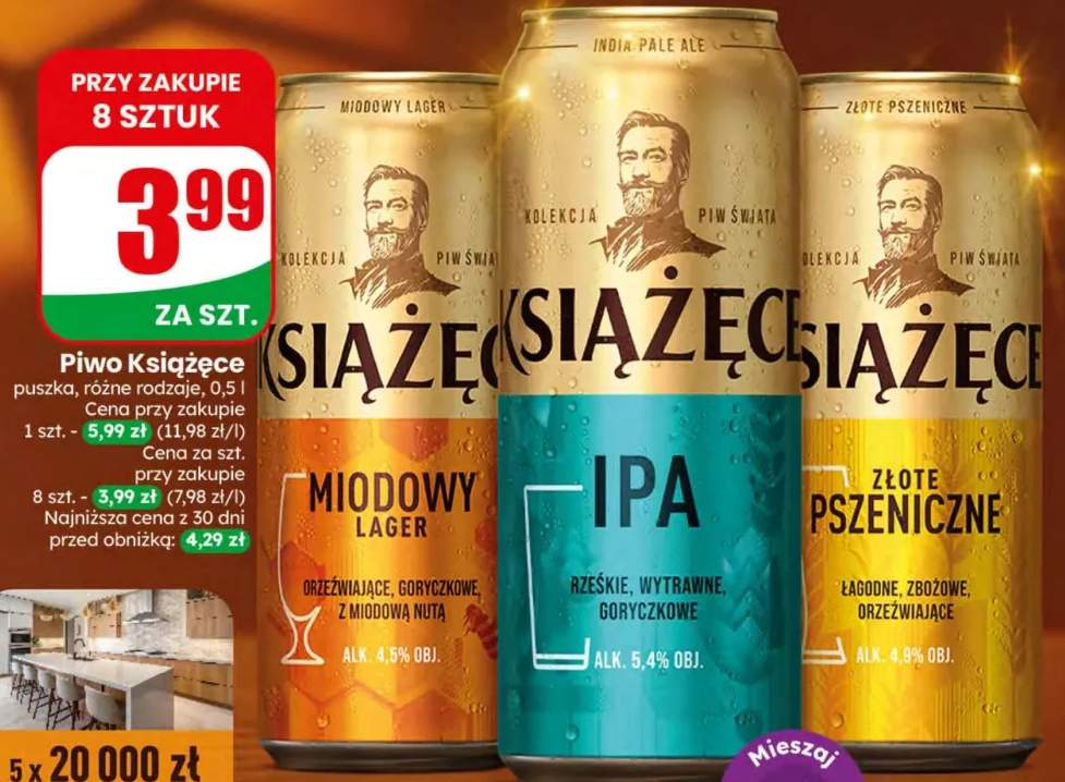 Piwo Książęce Miodowy Lager +2 warianty