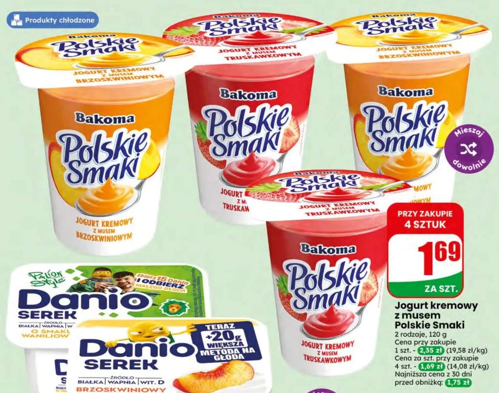 Jogurt kremowy z musem truskawkowym Polskie Smaki Bakoma +1 wariant