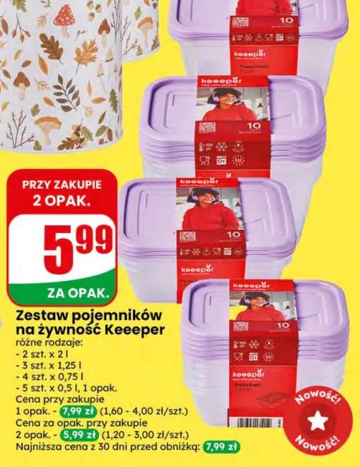 Zestaw pojemników na żywność Keeeper 2 szt. x 2 l +3 warianty
