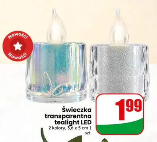 Świeczka transparentna tealight LED 3,6x5 cm