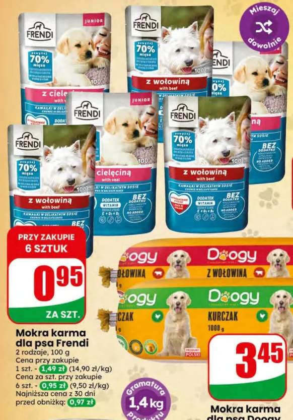 Mokra karma dla psa z wołowiną Frendi +1 wariant